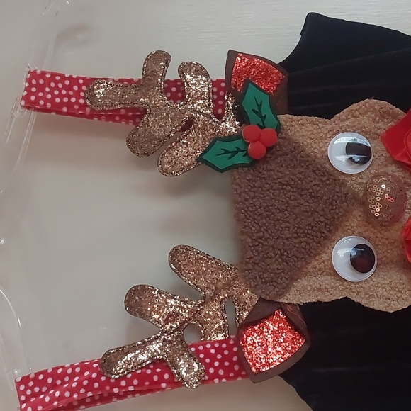 Love On A Hanger Reindeer Velour Cute Velour Christmas Jumpsuit Sz M - Picture 8 of 17